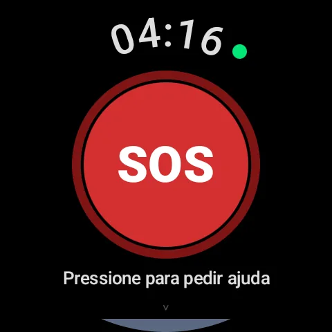 The watch app: a large round red SOS button